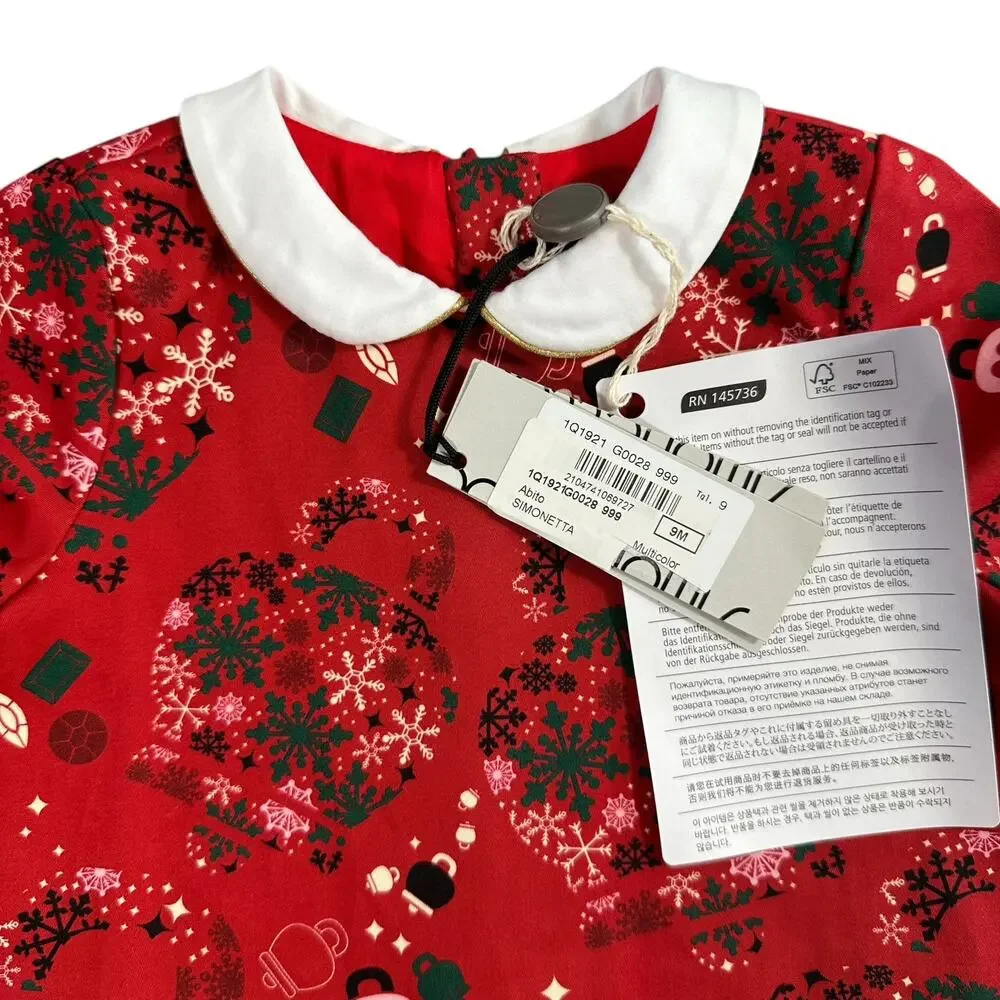 Simonetta x‎ Chantecler Capri Abito Red Christmas Dress Baby Girl Size 9 Months
